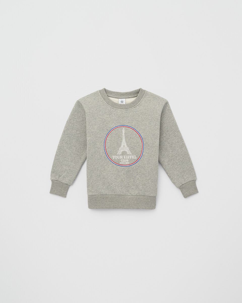 Pull Enfant Coton Gris et Blanc - Boutique tour Eiffel